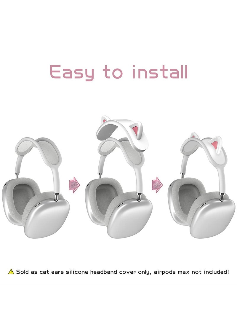 SYOSI - Cute Cat Ears Headband Cover for AirPods Max, Soft Silicone Headphone Protectors with Comfort Cushion, Top Pad Protector Sleeve - Image 1