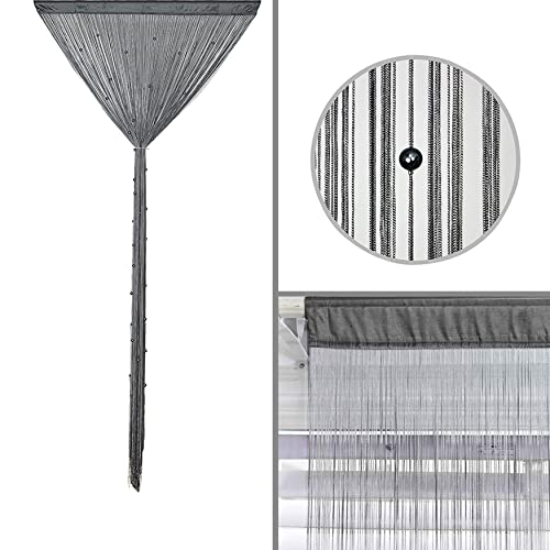 HSYLYM Beaded Curtain Beads Door String Curtains Ideal for Living Room Decor Wall Hanging Fringe Doorway Divider Bedroom Backdrop Hippie Window Closet Privacy Rod Pocket Dense (100x200cm,Grey) - Image 4