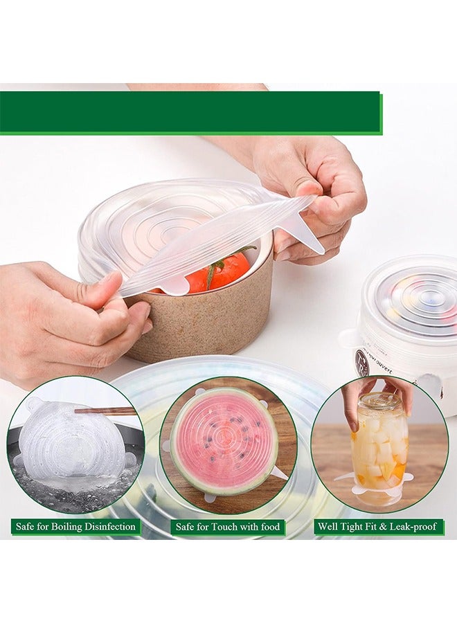 أغطية سيليكون قابلة لإعادة الاستخدام لتخزين الطعام، 6 أحجام مختلفة لتناسب معظم حاويات الطعام، آمنة للاستخدام في الميكروويف وغسالة الأطباق - Image 3