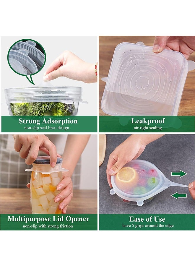 أغطية سيليكون قابلة لإعادة الاستخدام لتخزين الطعام، 6 أحجام مختلفة لتناسب معظم حاويات الطعام، آمنة للاستخدام في الميكروويف وغسالة الأطباق - Image 4