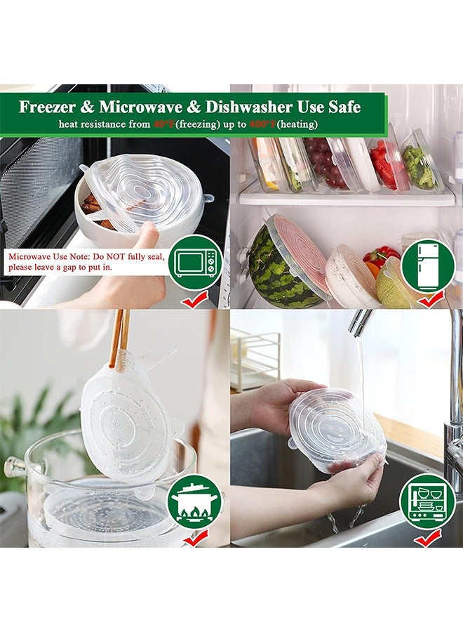 أغطية سيليكون قابلة لإعادة الاستخدام لتخزين الطعام، 6 أحجام مختلفة لتناسب معظم حاويات الطعام، آمنة للاستخدام في الميكروويف وغسالة الأطباق - Image 5