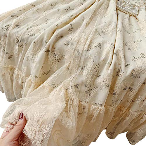 YM YOUMU Women Vintage Lace Cottagecore Dress Short Puff Sleeve Hollow Out Floral Embroidery Dress for Casual Wedding Cocktail Party - Image 5