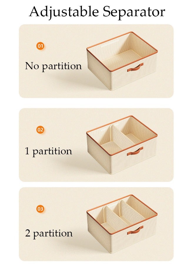 DUNISO 2pcs Cube Closet Storage Box with Handle and Detachable Separator Plate, Foldable Storage Bins Sturdy Storage Box Multifunctional Closet Organizer System for Clothing, Jeans, Books, Shelves, Closet, - Image 4