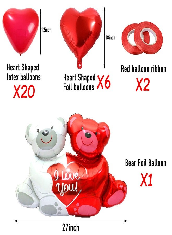Rainmae I Love You Gold Balloons and Heart Balloons Kit with 1000 Pcs Dark-Red Silk Rose Petals Romantic Flower Decoration Love-Bear Red Heart Balloons for Valentine Day Wedding Party Decorations - Image 2