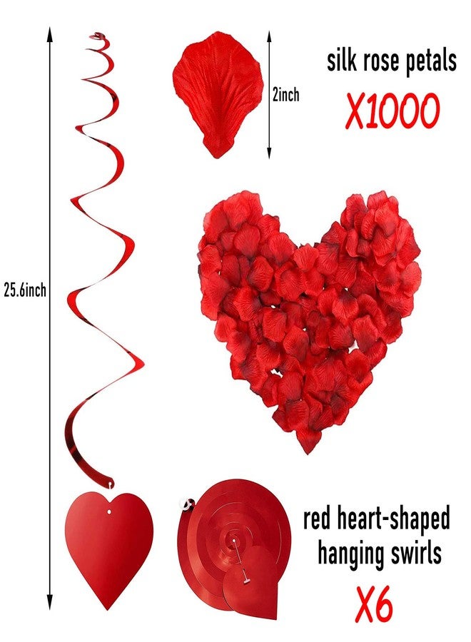 Rainmae I Love You Gold Balloons and Heart Balloons Kit with 1000 Pcs Dark-Red Silk Rose Petals Romantic Flower Decoration Love-Bear Red Heart Balloons for Valentine Day Wedding Party Decorations - Image 3