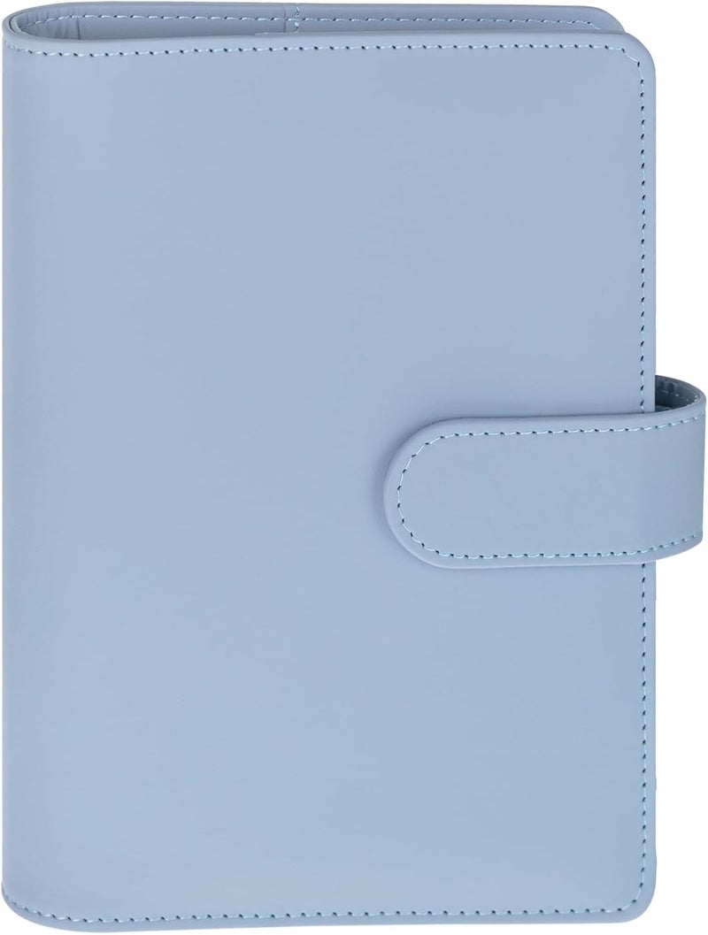 Antner A6 Notebook Binder Refillable 6 Ring Budget Binder Cover for A6 Refill Paper, PU Leather Budget Planner Organizer with Magnetic Buckle, Loose Leaf Personal Planner, Airy Blue Varied size selections - Image 1