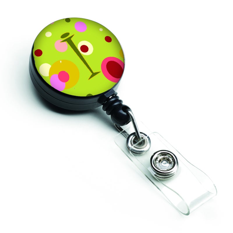 ""Caroline's Treasures Letter I Monogram  Lime Green Retractable Badge Reel  Multicolor (CJ1010-IBR)""