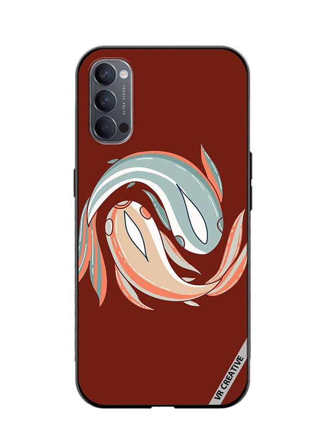 VR CREATIVE Protective Case Cover For Oppo Reno4 Pro 5G Japanese Stylized Colored Fish In Orange And Blue Design Multicolour - Image 1