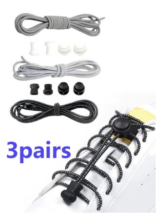 3 pairs Elastic No Tie Shoe Laces,Tieless Shoelaces for Adults and Kids