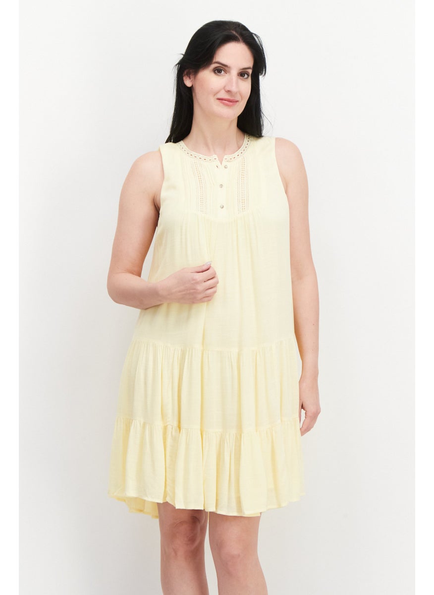 Gentle Fawn - Women Embroidered Midi Dress, Yellow - Image 1