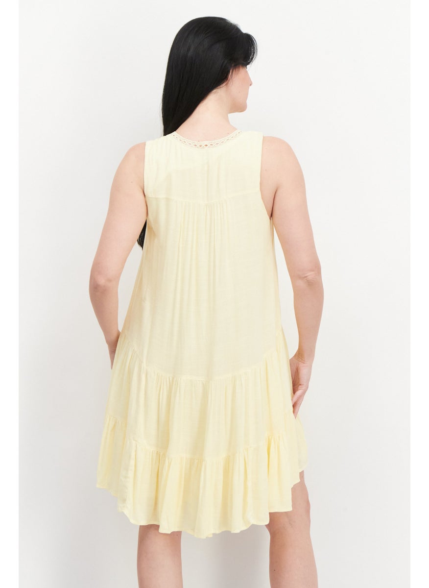 Gentle Fawn - Women Embroidered Midi Dress, Yellow - Image 1