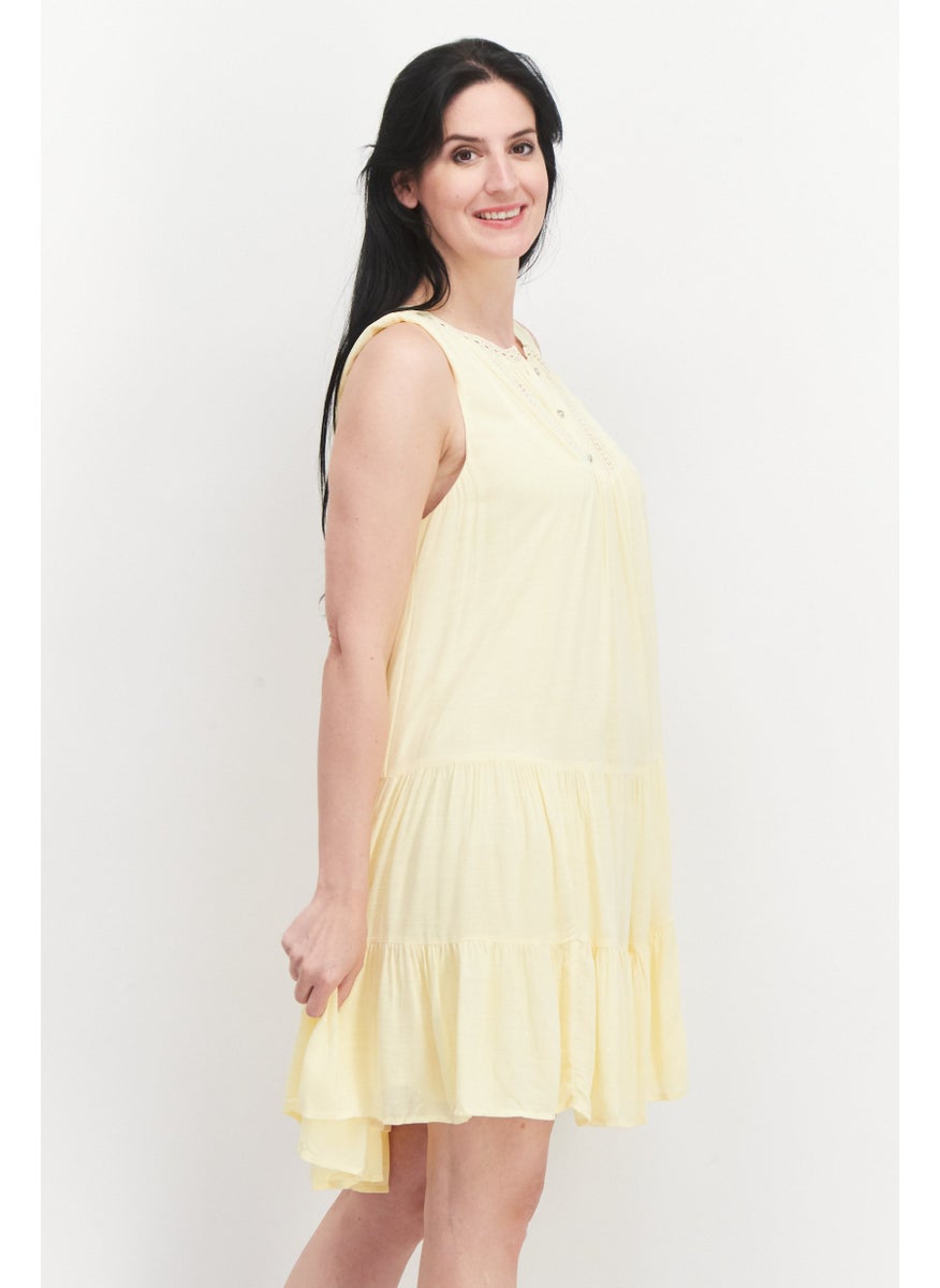 Gentle Fawn - Women Embroidered Midi Dress, Yellow - Image 1