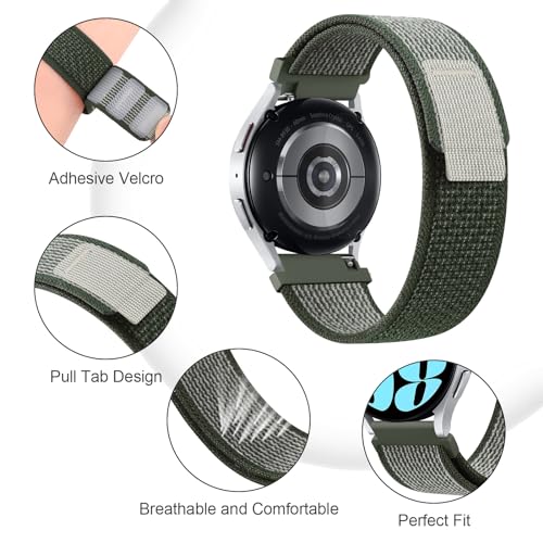 Tobfit 20mm Nylon Trail Loop for Samsung Galaxy Watch 4 Strap 40mm 44mm/ 4 Classic Straps 42mm 46mm / Galaxy 6 Bands 40mm 44mm / 7 Band,Watch Not Included(Clover) - Image 2