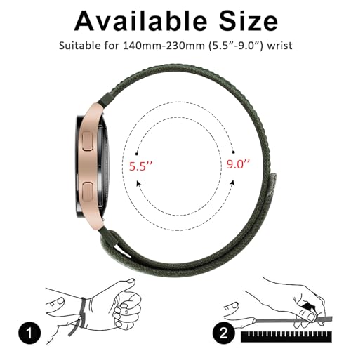 Tobfit 20mm Nylon Trail Loop for Samsung Galaxy Watch 4 Strap 40mm 44mm/ 4 Classic Straps 42mm 46mm / Galaxy 6 Bands 40mm 44mm / 7 Band,Watch Not Included(Clover) - Image 3