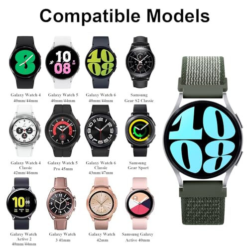 Tobfit 20mm Nylon Trail Loop for Samsung Galaxy Watch 4 Strap 40mm 44mm/ 4 Classic Straps 42mm 46mm / Galaxy 6 Bands 40mm 44mm / 7 Band,Watch Not Included(Clover) - Image 4