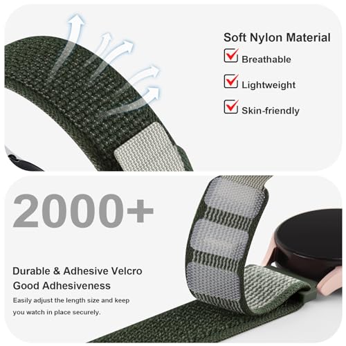 Tobfit 20mm Nylon Trail Loop for Samsung Galaxy Watch 4 Strap 40mm 44mm/ 4 Classic Straps 42mm 46mm / Galaxy 6 Bands 40mm 44mm / 7 Band,Watch Not Included(Clover) - Image 5