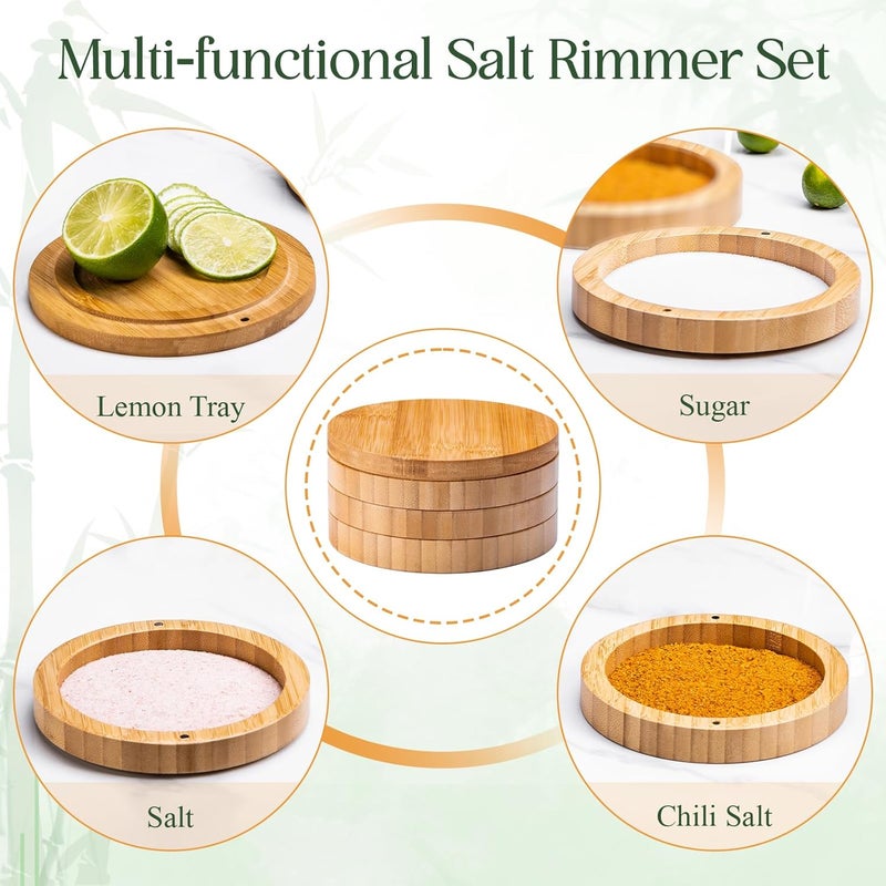 USEEKRIL 1 Pack 3-Tier Bamboo Margarita Salt Rimmer Set,Salt&Sugar Rimmer for Cocktails Drinks,Cocktail Glass Rimmer Tools with Magnetic Swivel Lid for Bartenders,Home Bar,Parties - Image 3