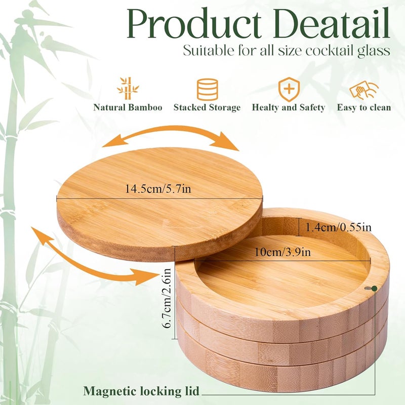 USEEKRIL 1 Pack 3-Tier Bamboo Margarita Salt Rimmer Set,Salt&Sugar Rimmer for Cocktails Drinks,Cocktail Glass Rimmer Tools with Magnetic Swivel Lid for Bartenders,Home Bar,Parties - Image 2