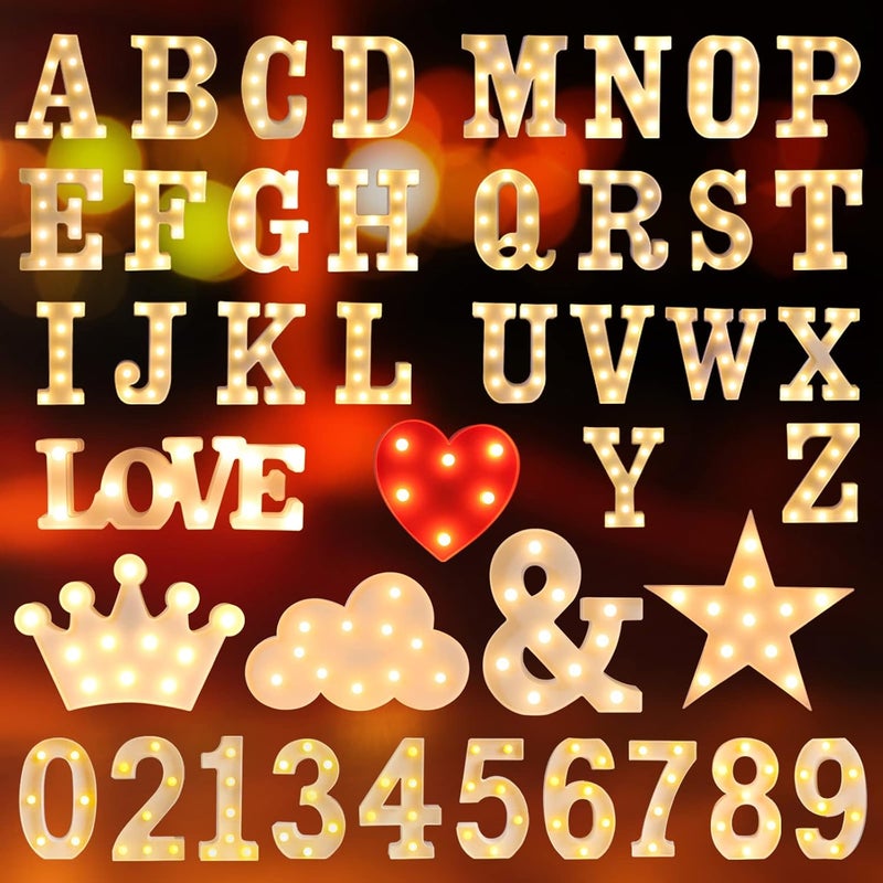Laerjin Light Up Letters, Marquee Letters with Lights, Decorative Led Light Up Number, Light Up Number Sign for Night Light Wedding Birthday Party Christmas Home Bar - Letter Lights-U - Image 4