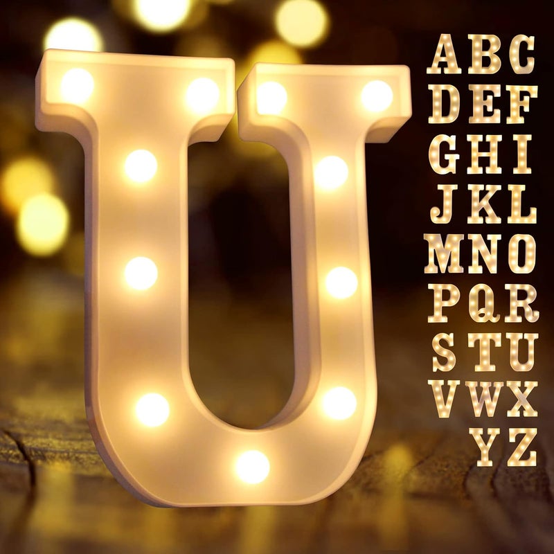 Laerjin Light Up Letters, Marquee Letters with Lights, Decorative Led Light Up Number, Light Up Number Sign for Night Light Wedding Birthday Party Christmas Home Bar - Letter Lights-U - Image 1