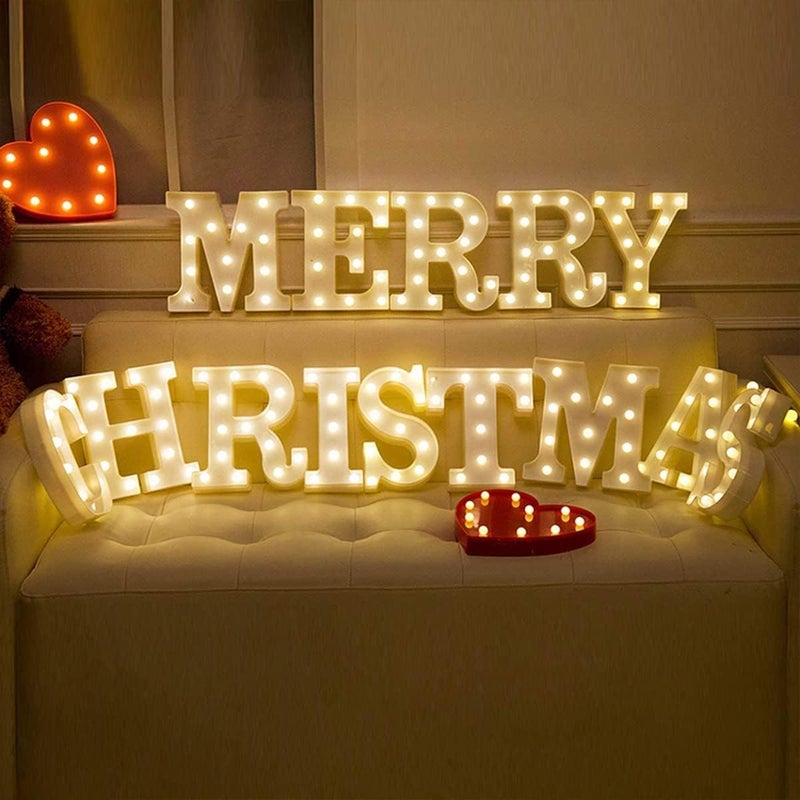 Laerjin Light Up Letters, Marquee Letters with Lights, Decorative Led Light Up Number, Light Up Number Sign for Night Light Wedding Birthday Party Christmas Home Bar - Letter Lights-U - Image 5