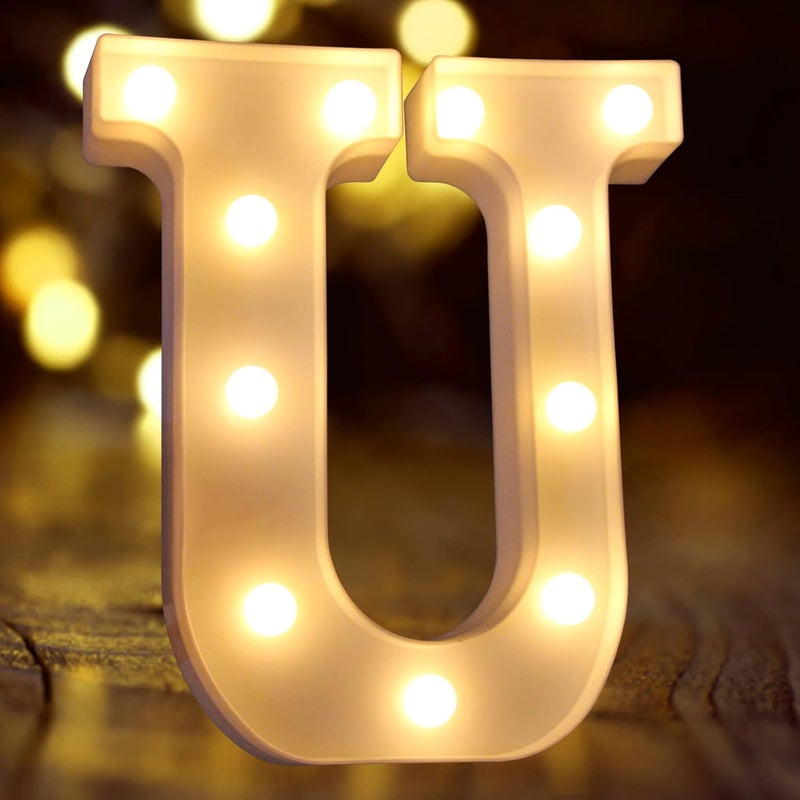 Laerjin Light Up Letters, Marquee Letters with Lights, Decorative Led Light Up Number, Light Up Number Sign for Night Light Wedding Birthday Party Christmas Home Bar - Letter Lights-U - Image 2
