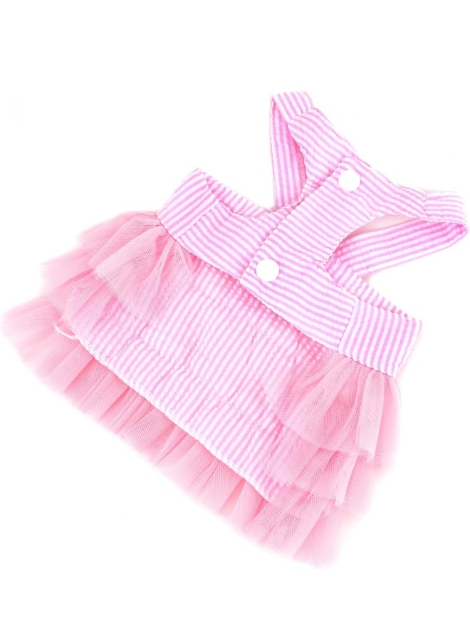 Striped Dog Princess Dress for Small Dogs Girls Puppy Clothes with Bowtie Outfit Female Pet Cute Spring Summer Cat Tutu Skirt Yorkie Chihuahua Clothing, Pink, S - Image 2