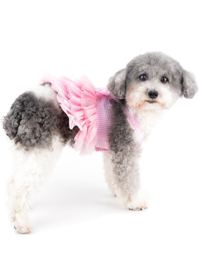Striped Dog Princess Dress for Small Dogs Girls Puppy Clothes with Bowtie Outfit Female Pet Cute Spring Summer Cat Tutu Skirt Yorkie Chihuahua Clothing, Pink, S - Image 5