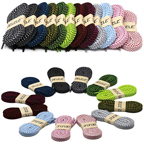 DELELE Athletic Flat Shoe Laces: Double Layer Colorful Twill Shoelaces 2 Pair 39 Inch Black White - Image 5