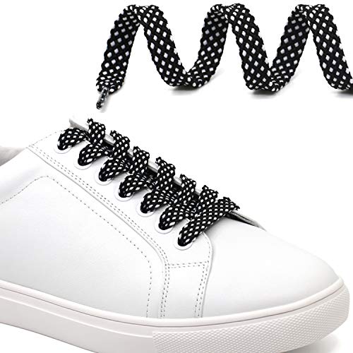 DELELE Athletic Flat Shoe Laces: Double Layer Colorful Twill Shoelaces 2 Pair 39 Inch Black White - Image 4