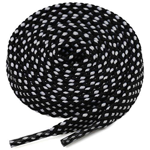 DELELE Athletic Flat Shoe Laces: Double Layer Colorful Twill Shoelaces 2 Pair 39 Inch Black White - Image 2
