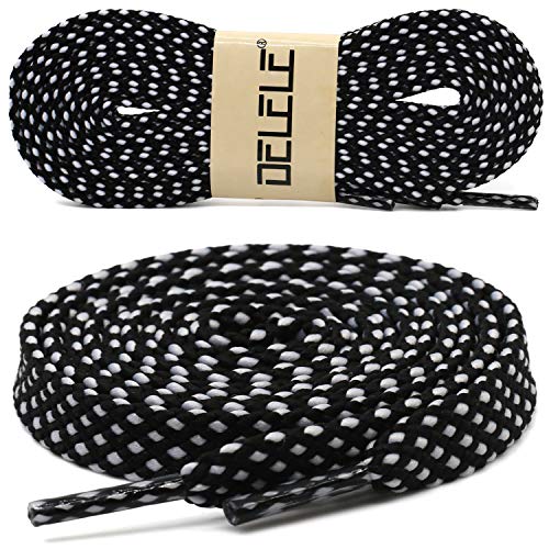 DELELE Athletic Flat Shoe Laces: Double Layer Colorful Twill Shoelaces 2 Pair 39 Inch Black White - Image 3