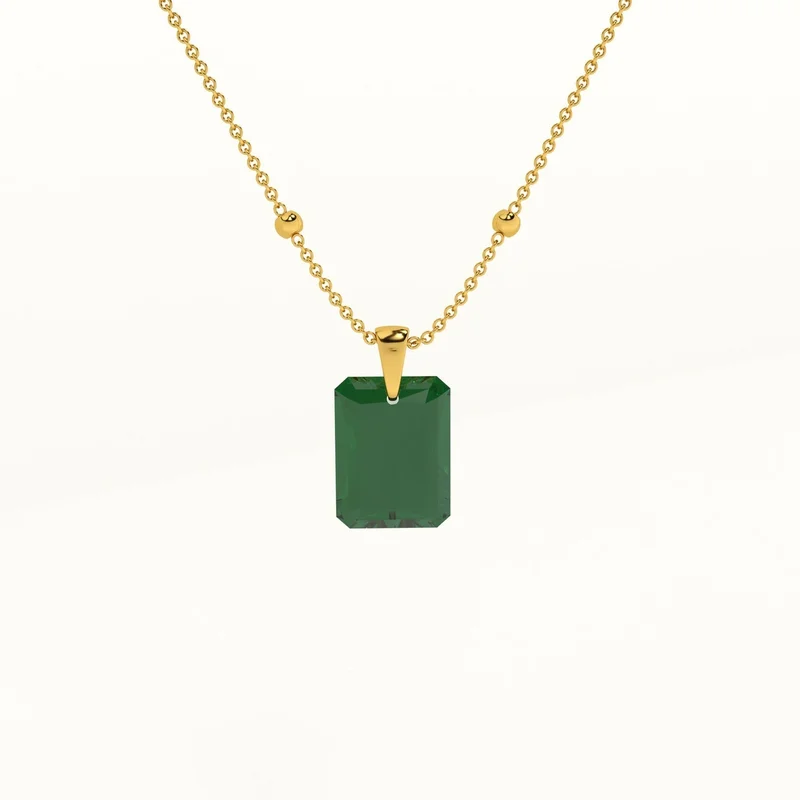 بالموناس PALMONAS 18k Gold Tone Plated Dazzling Emerald Necklace
 for Women