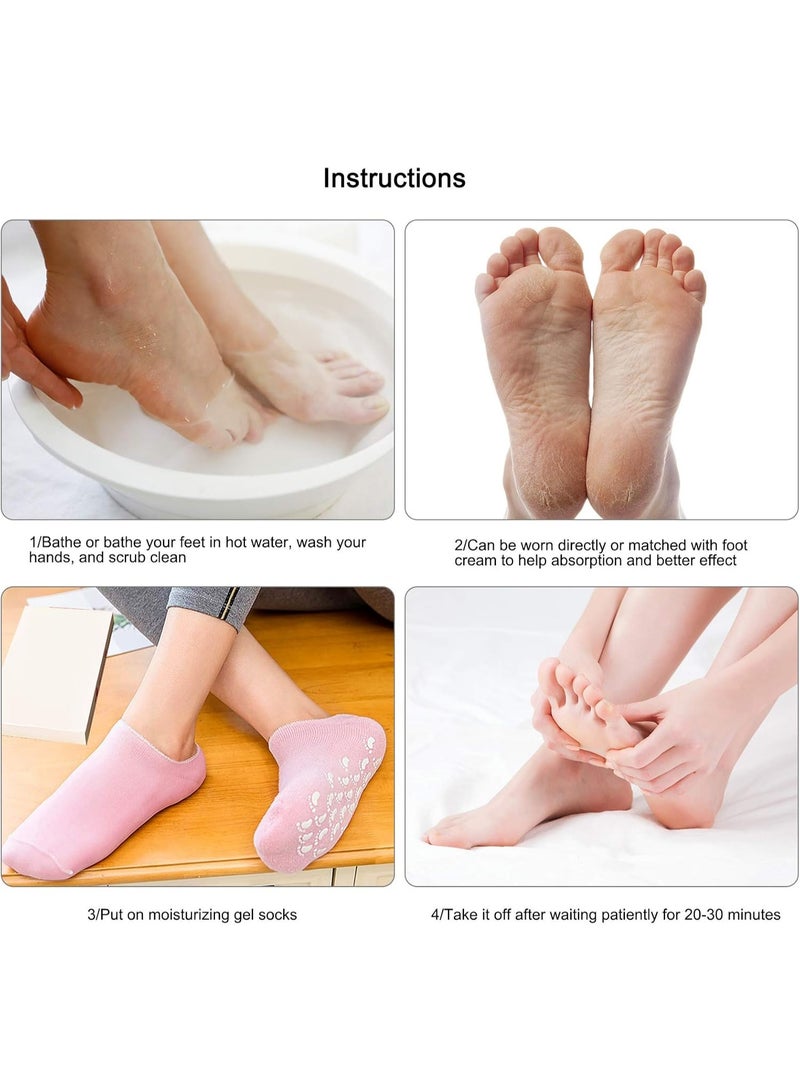 Meetion 2 Pairs Soft Moisturizing Gel Socks for Women, Moisturizing Socks with Spa Gel for Moisturizing Vitamin and Essential Oils Infused, Gel Socks for Repair Dry Cracked Skins Softens Feet - Image 4