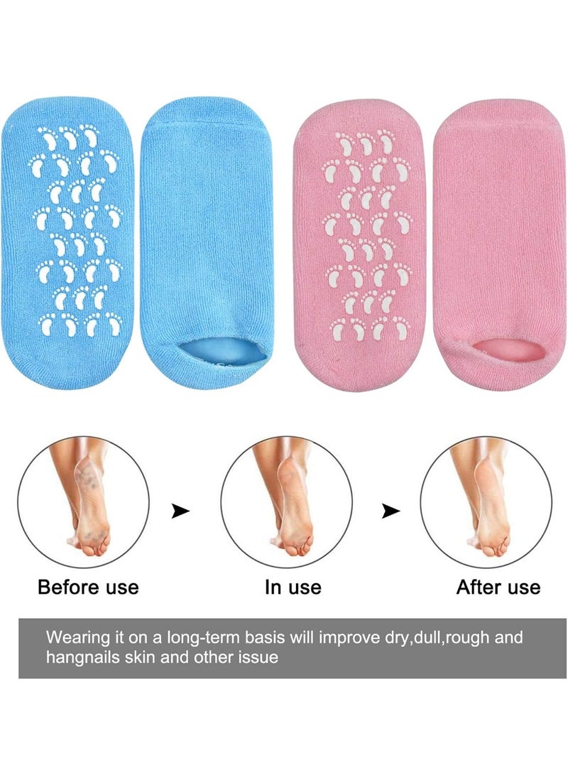 Meetion 2 Pairs Soft Moisturizing Gel Socks for Women, Moisturizing Socks with Spa Gel for Moisturizing Vitamin and Essential Oils Infused, Gel Socks for Repair Dry Cracked Skins Softens Feet - Image 2