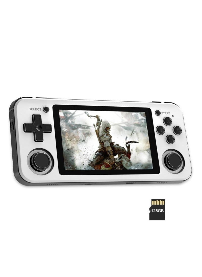 ANBERNIC  RG351P Handheld Game Console, Opening Linux Tony System Built-in 128G TF Card 5000 Classic Games 3.5-inch IPS Screen Retro Game Console (White)  - Image 1