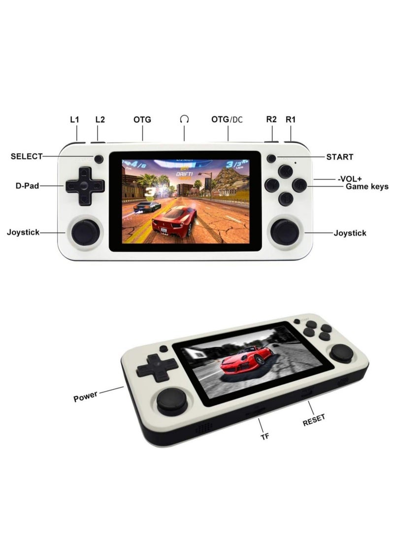ANBERNIC  - RG351P Handheld Game Console, Opening Linux Tony System Built-in 128G TF Card 5000 Classic Games 3.5-inch IPS Screen Retro Game Console (White) - Image 1