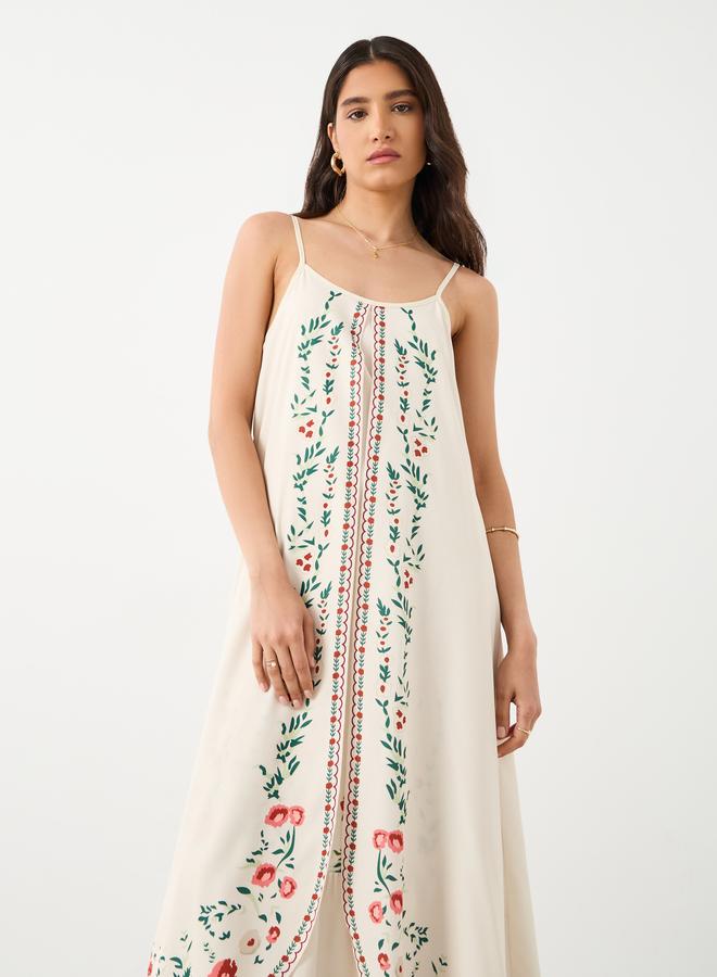 تايك تو فستان ماكسي بحمالات مطبوع بالزهور من تيك تو - Image 3