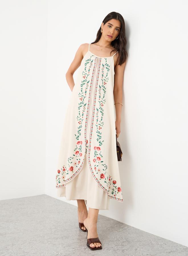 تايك تو فستان ماكسي بحمالات مطبوع بالزهور من تيك تو - Image 1