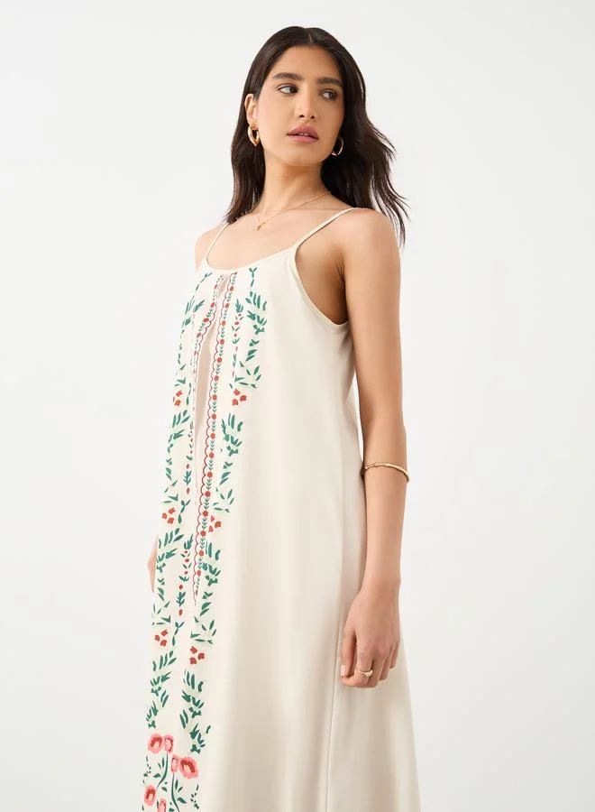 Styli Styli Floral Print Strappy Maxi Dress
