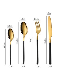 Sunhome SUNHOME 24-Piece Stainless Steel Cutlery Set Gold/Black  - Image 3