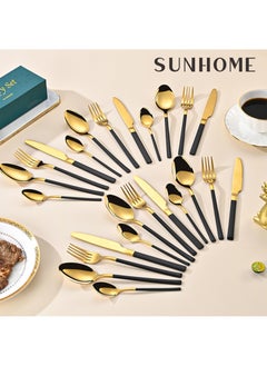 Sunhome SUNHOME 24-Piece Stainless Steel Cutlery Set Gold/Black  - Image 5