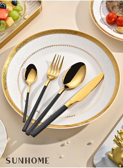Sunhome SUNHOME 24-Piece Stainless Steel Cutlery Set Gold/Black  - Image 4