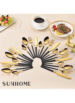 SUNHOME 24-Piece Stainless Steel Cutlery Set Gold/Black - pzsku/ZA09B8AF4B19217D32875Z/45/_/1718184910/bbdc8881-8d34-4319-8f6c-9ecaf9045568