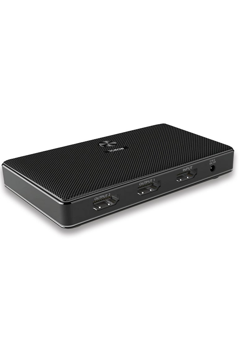 MOWSIL 4K 1x2 HDMI Splitter by - 1 Port to 2 HDMI Display Duplicate/Mirror - Powered Splitter Ver 1.4 Certified for Full HD 1080P High Resolution & 3D Support (One Input To Two Outputs)  - Image 1