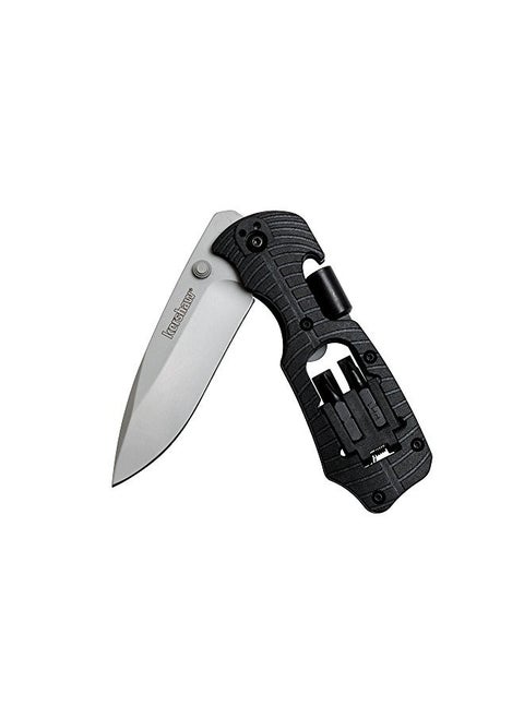 Kershaw Select Fire Multi-Function Pocket Knife, 4-Piece Bit Set And Driver, 3.4" 8Cr13Mov Steel Blade, Manual Washer Folding Edc