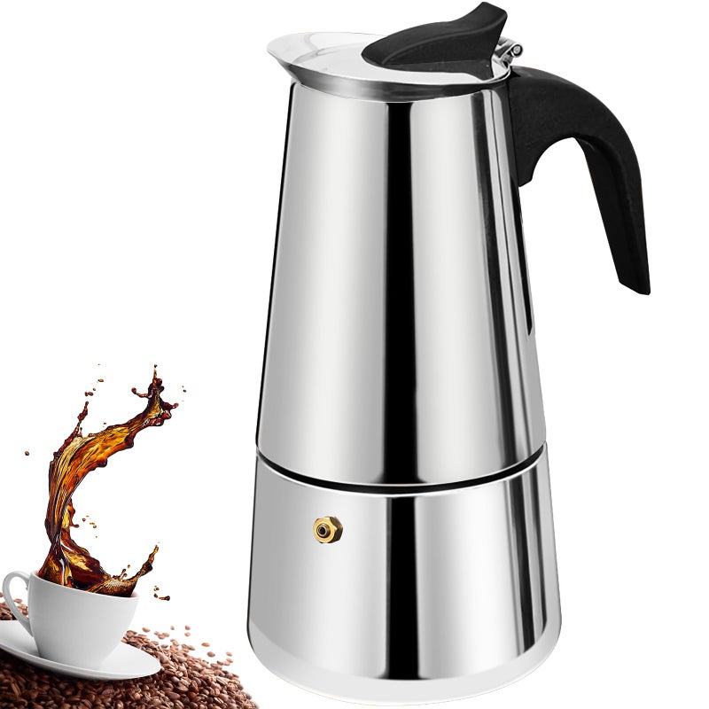 DITOSH DITOSH 9 Cup Stovetop Espresso Maker Stainless Steel Moka Pot Stove Top Percolator Italian Coffee Makers Capable Mocha Greca Machine Cafe Classic Induction Cookers for Home and Camping 450ml 15oz