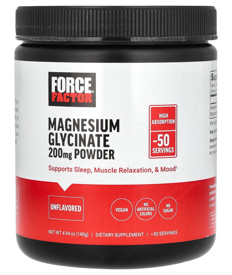Force Factor Magnesium Glycinate Powder Unflavored 4.94 oz (140 g)