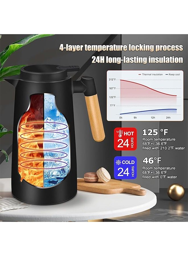 QINDUO 1L High Quality Coffee Thermos, Tea and Coffee Thermos, Smart Digital Temperature Display, Tea and Coffee Maker, Double Wall Vacuum Insulated Flask, 24 Hour Thermos Coffee Maker Water Dispenser (Black) - Image 4