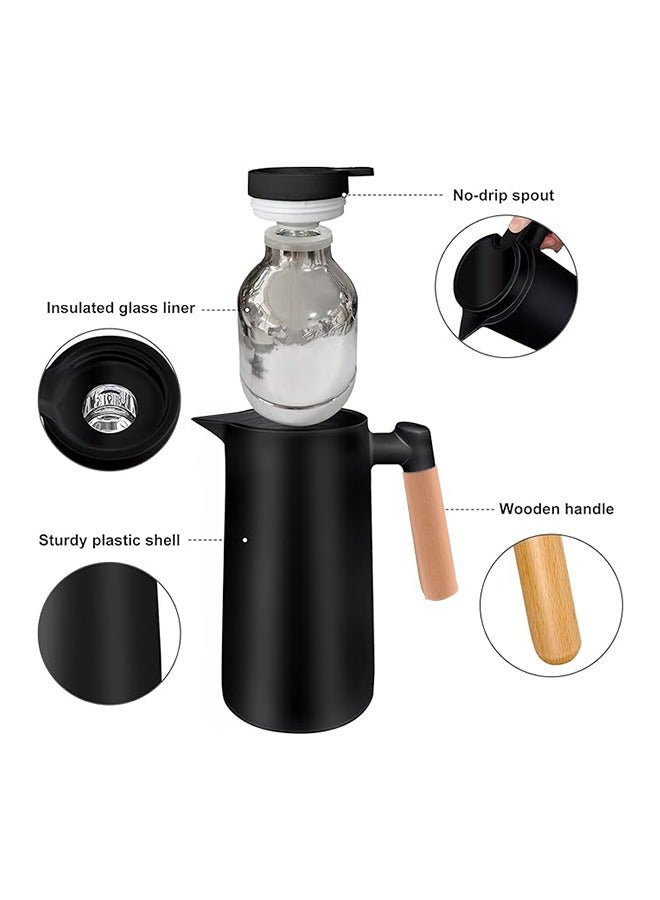 QINDUO 1L High Quality Coffee Thermos, Tea and Coffee Thermos, Smart Digital Temperature Display, Tea and Coffee Maker, Double Wall Vacuum Insulated Flask, 24 Hour Thermos Coffee Maker Water Dispenser (Black) - Image 3